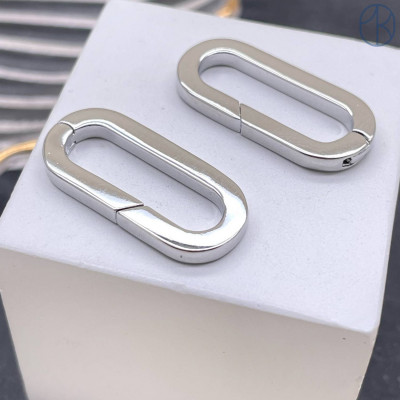 Замок карабин овал, цвет серебро 25х11 