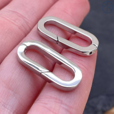 Замок карабин овал, цвет серебро 25х11 