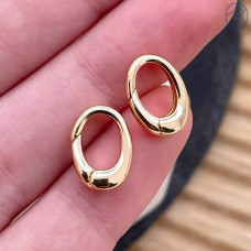 Замок карабин овал, цвет золото 12 мм