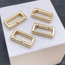 Замок карабин прямоугольник, цвет золото 15х4  