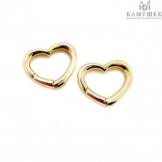 Замок карабин сердце, цвет золото 15х18 мм