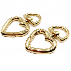 Замок карабин Сердце, цвет золото 46х27 мм 