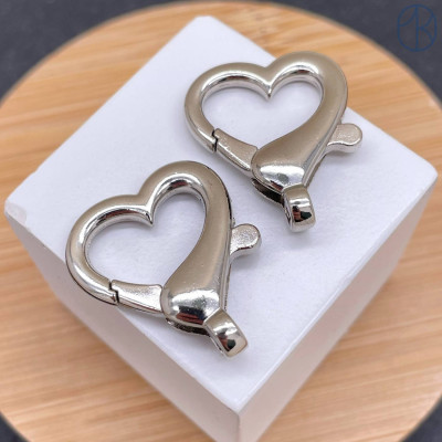 Замок карабин сердце сталь, цвет серебро 26 мм 