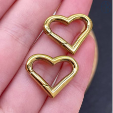 Замок карабин сердце сталь, цвет золото 18К 16 мм