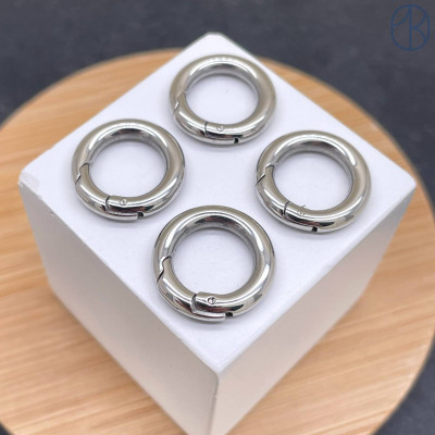 Замок карабин сталь, цвет серебро 16 мм