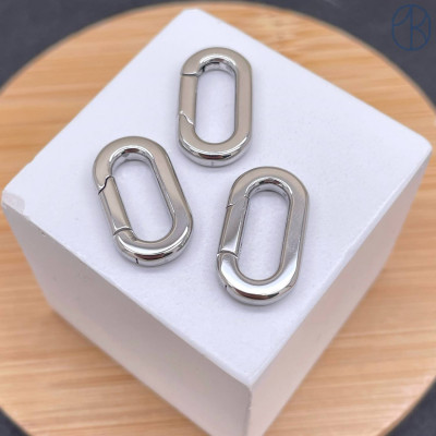 Замок карабин сталь, цвет серебро 18х10 мм