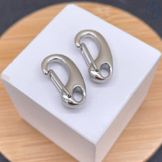 Замок карабин сталь, цвет серебро 20х10 мм