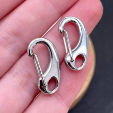 Замок карабин сталь, цвет серебро 20х10 мм