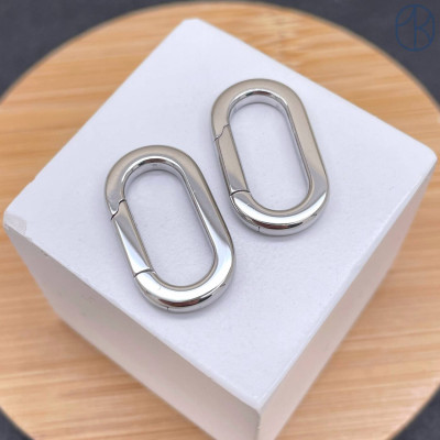 Замок карабин сталь, цвет серебро 22х12 мм