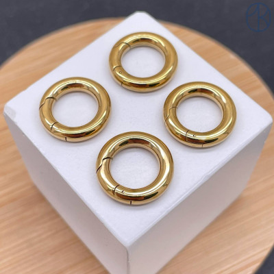 Замок карабин сталь, цвет золото 18К 15 мм 