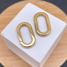 Замок карабин сталь, цвет золото 18К 22х12 мм