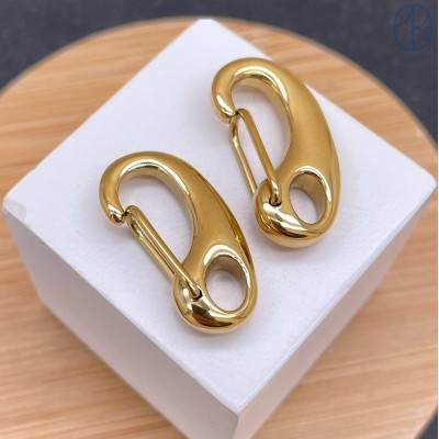 Замок карабин сталь, цвет золото 18К 26х13 мм