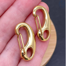 Замок карабин сталь, цвет золото 18К 26х13 мм