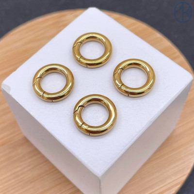 Замок карабин сталь, цвет золото 18К