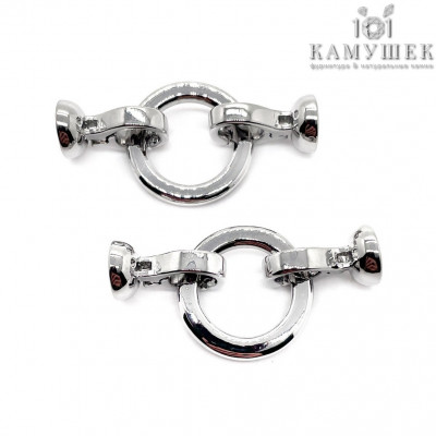 Замок концевик круг, цвет серебро 35х17 мм 