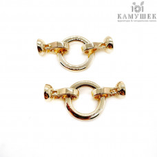 Замок концевик круг, цвет золото 35х17 мм