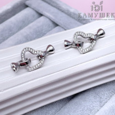 Замок-концевик сердце люкс, цвет серебро 14 мм 