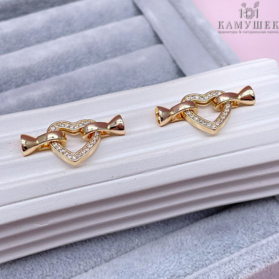 Замок-концевик сердце люкс, цвет золото 14 мм 