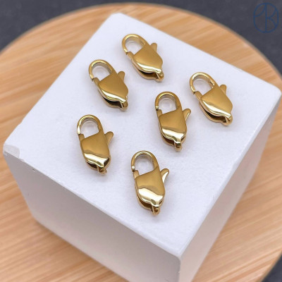 Замок лобстер сталь цвет золото 14К 12 мм