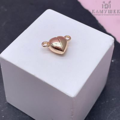 Замок магнитный сердце люкс, цвет золото 15 мм