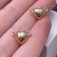 Замок магнитный сердце люкс, цвет золото 15 мм