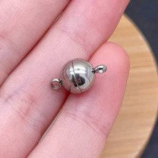 Замок магнитный сталь, цвет серебро 8 мм