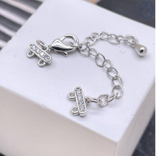 Замок на 2 ряда цирконы, цвет серебро 10 мм 