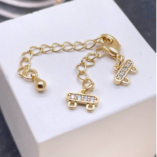 Замок на 2 ряда цирконы, цвет золото 10 мм 