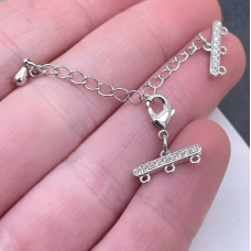 Замок на 3 ряда цирконы, цвет серебро 10 мм 