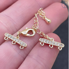 Замок на 3 ряда цирконы, цвет золото 10 мм 