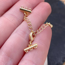 Замок на 3 ряда, цвет золото 10 мм