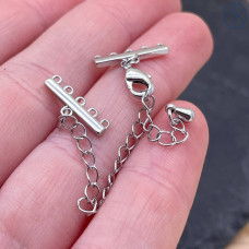 Замок на 5 рядов, цвет серебро 10 мм