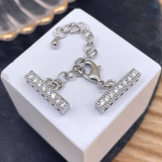 Замок на 7 рядов цирконы, цвет серебро 12 мм 