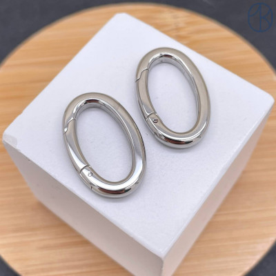 Замок овал карабин сталь, цвет серебро 24х14 мм