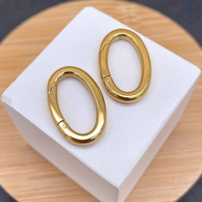 Замок овал карабин сталь, цвет золото 18К 24х14 мм