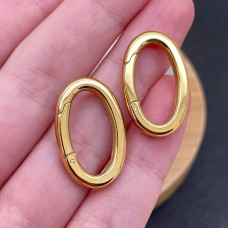 Замок овал карабин сталь, цвет золото 18К 24х14 мм