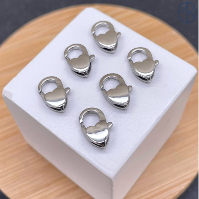 Замок сердце сталь, цвет серебро 12 мм 