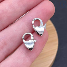 Замок сердце сталь, цвет серебро 12 мм 
