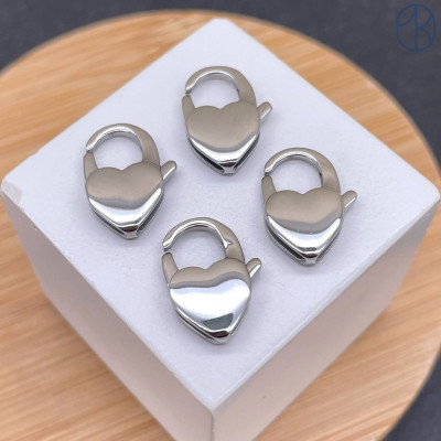 Замок сердце сталь, цвет серебро 16 мм