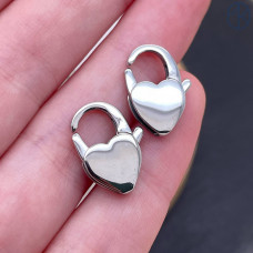 Замок сердце сталь, цвет серебро 16 мм