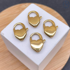 Замок сердце сталь, цвет золото 14К 16 мм