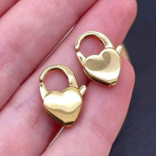Замок сердце сталь, цвет золото 14К 16 мм