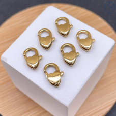 Замок сердце сталь, цвет золото 18К 12 мм