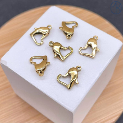 Замок сердце сталь, цвет золото 9 мм