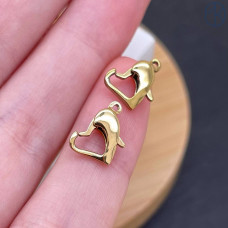 Замок сердце сталь, цвет золото 9 мм