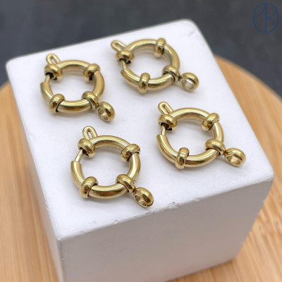 Замок Штурвал сталь, цвет золото 18К 12 мм