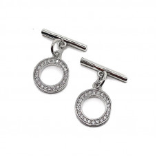 Замок тогл цирконы, цвет серебро 10 мм