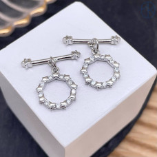 Замок тогл цирконы, цвет серебро 12 мм 