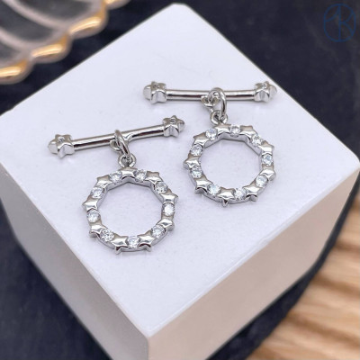 Замок тогл цирконы, цвет серебро 12 мм 