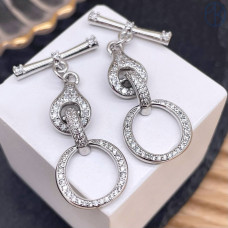 Замок тогл цирконы, цвет серебро 15 мм